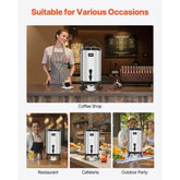 Insulated Beverage Dispenser, 3.2 Gal/12L Stainless Steel Thermal Drink Server with Spigot & Temp Display, Suitable for Hot and Cold Drinks, for Tea Coffee Water in Cafes & Restaurants, Silver